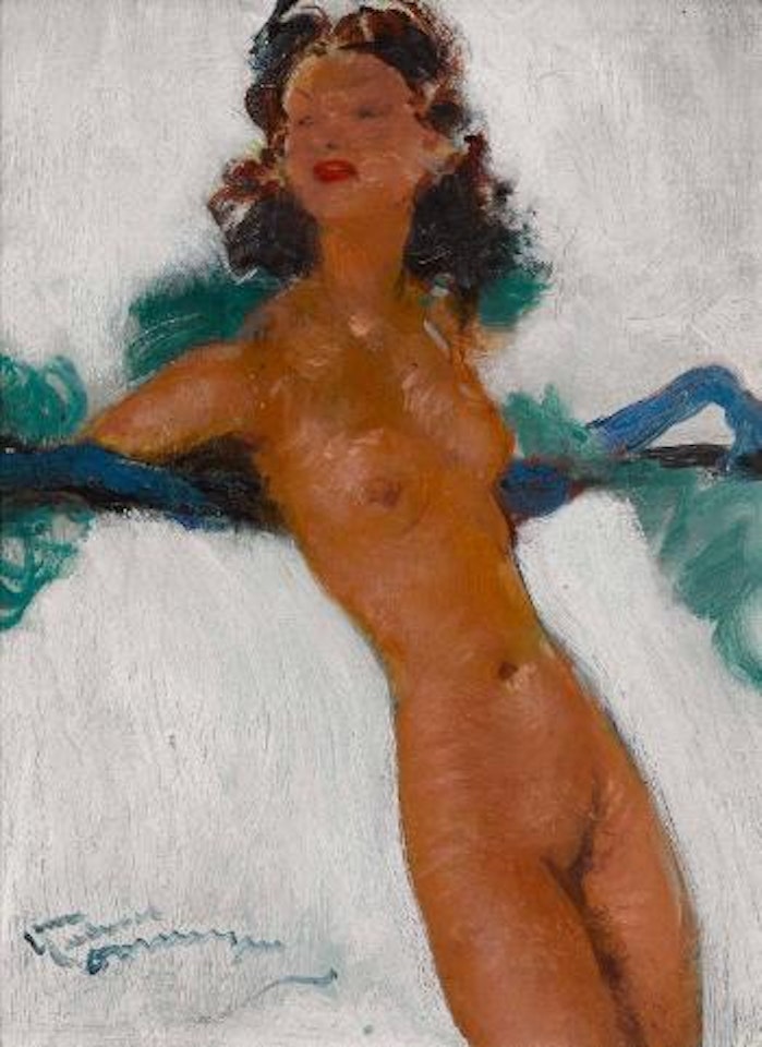 La vamp aux cheveux noirs by Jean Gabriel Domergue