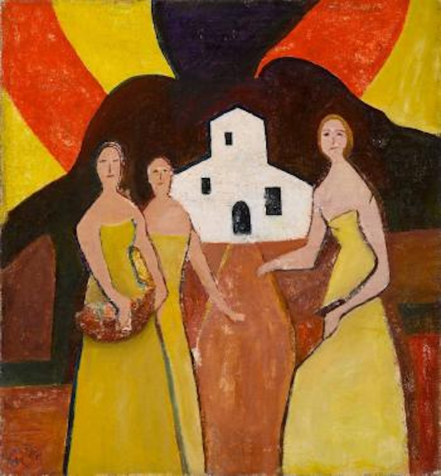 Drei Frauen vor der Kirche by Karl Hofer