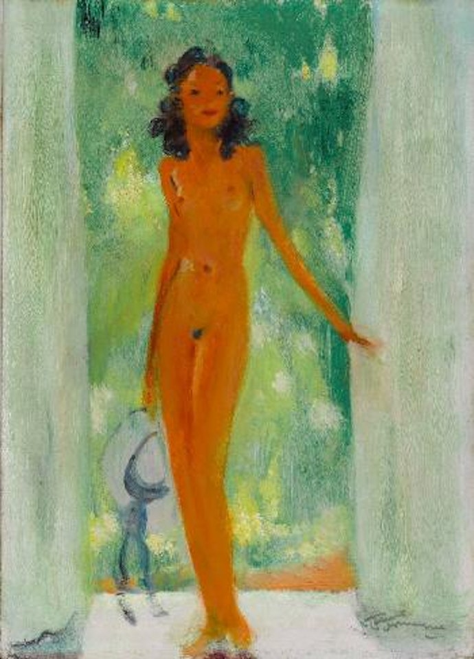 Frau mit Hut by Jean Gabriel Domergue