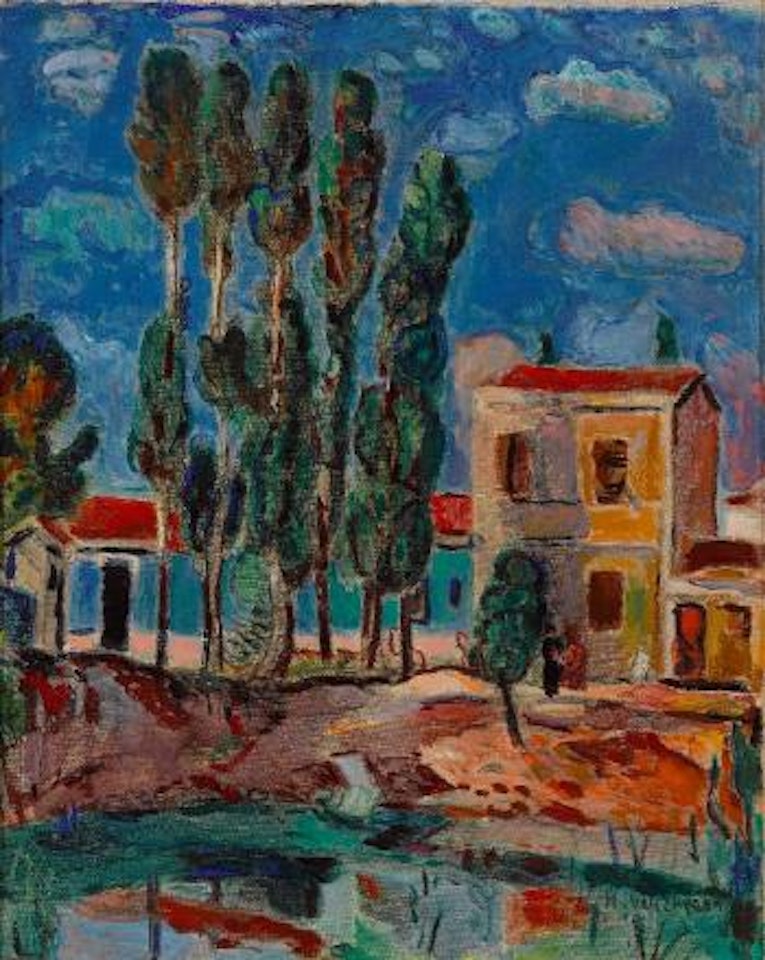 Pappeln am Wasser in Fano by Hans Purrmann