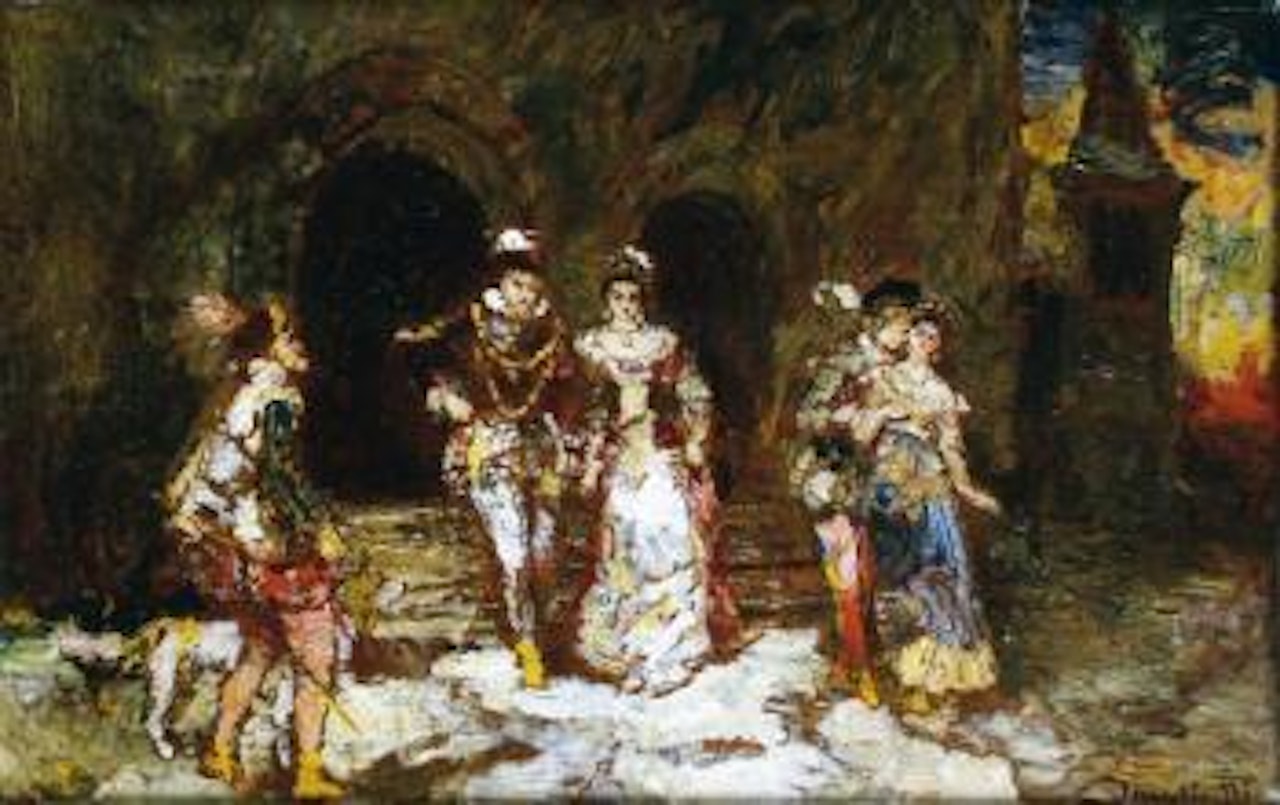 Couples galants sortant du palais by Adolphe Monticelli