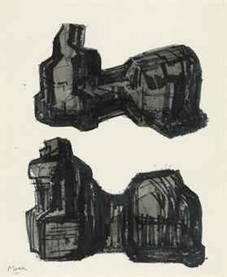 Two Stone Reclining Figures by Henry Moore