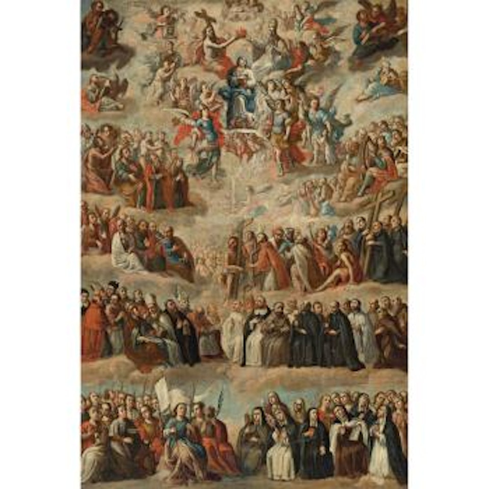 Coronation Of The Virgin With Saints And Archangels by Mexican School