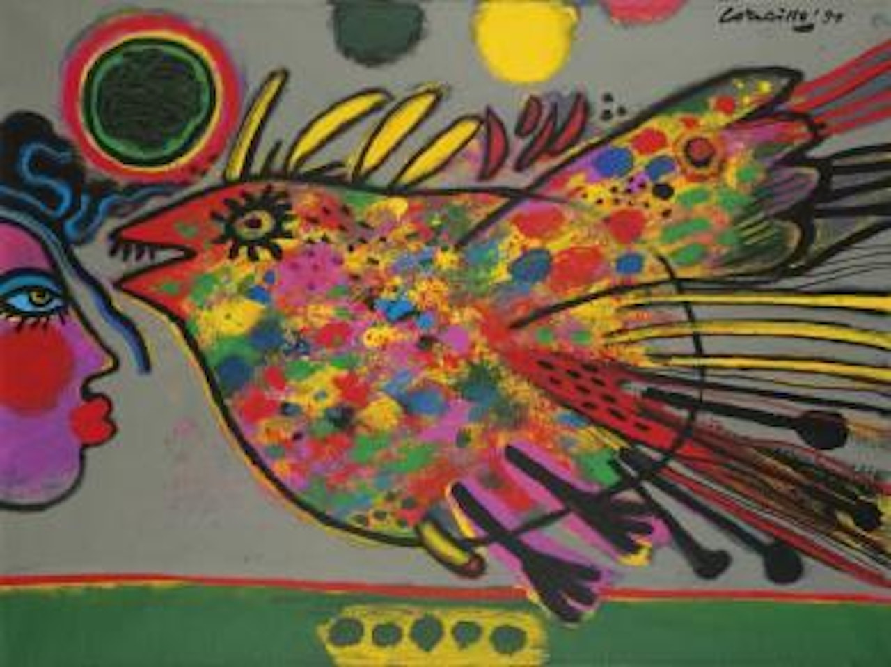 La moue devant l'oiseau by Corneille