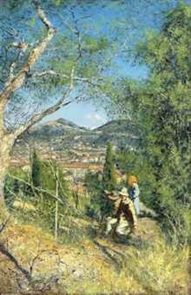 A hillside walk by Jean Francois Raffaelli