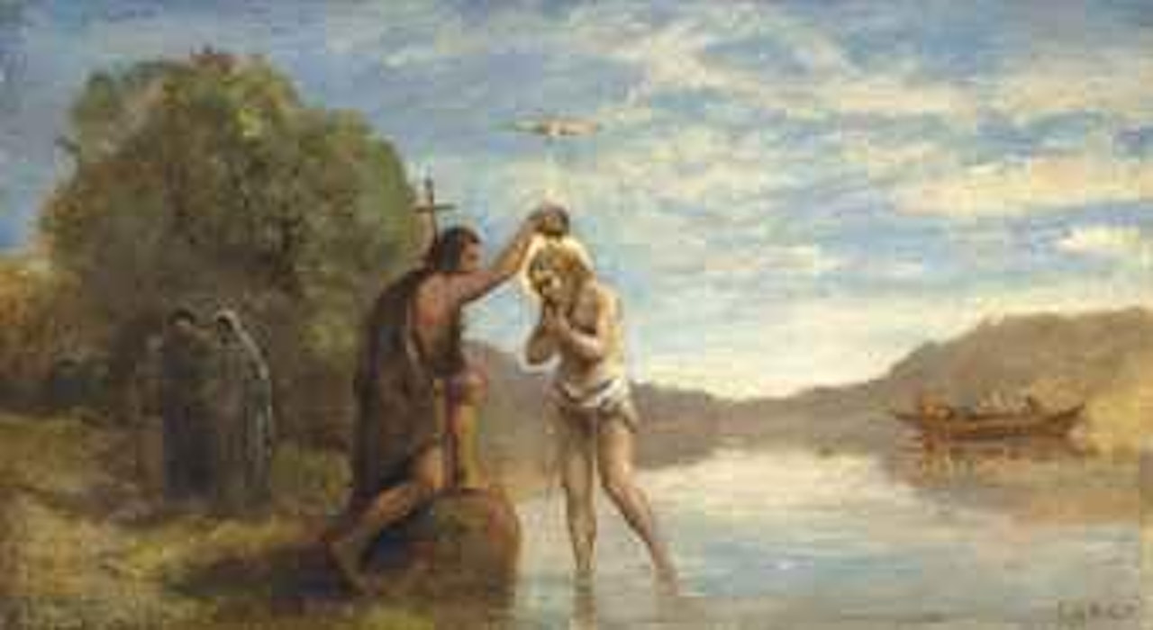 Le baptême du Christ by Jean Baptiste Camille Corot