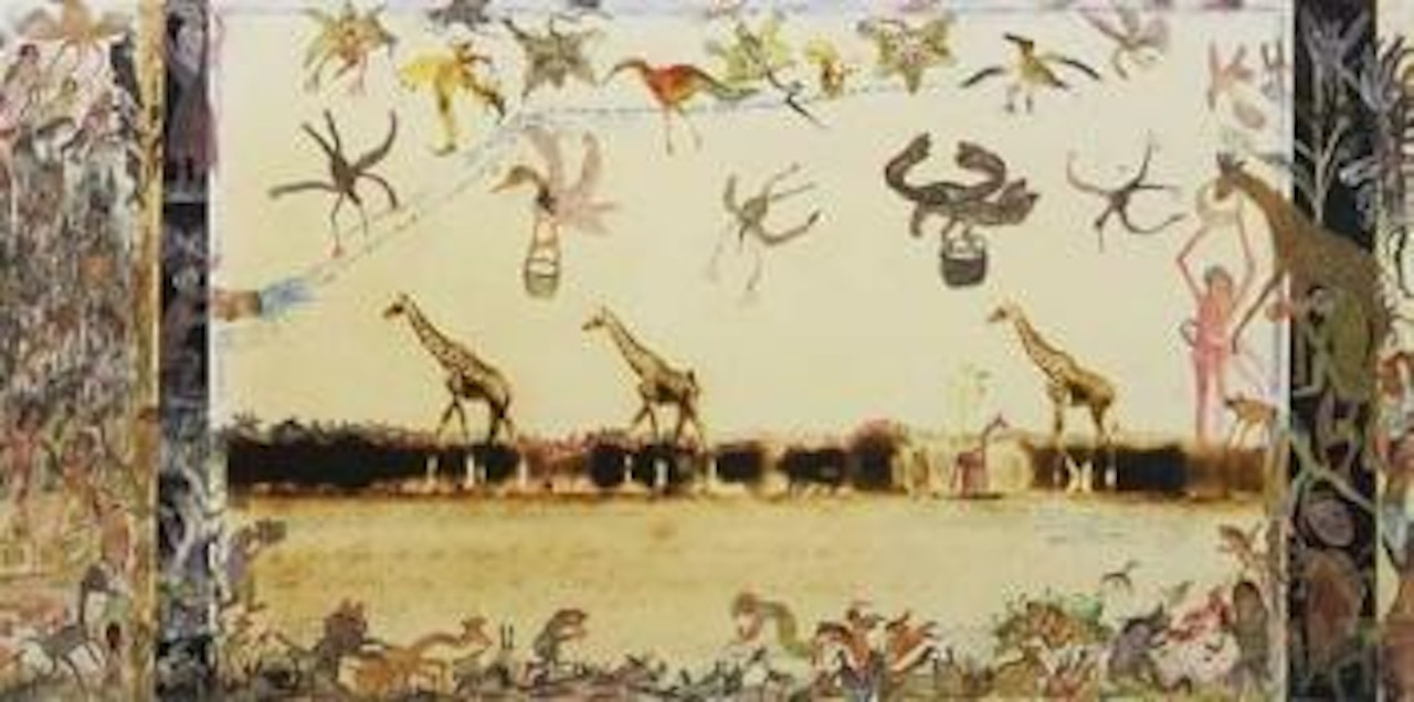 Giraffes in mirage on the Taru Desert, Kenya by Peter Beard