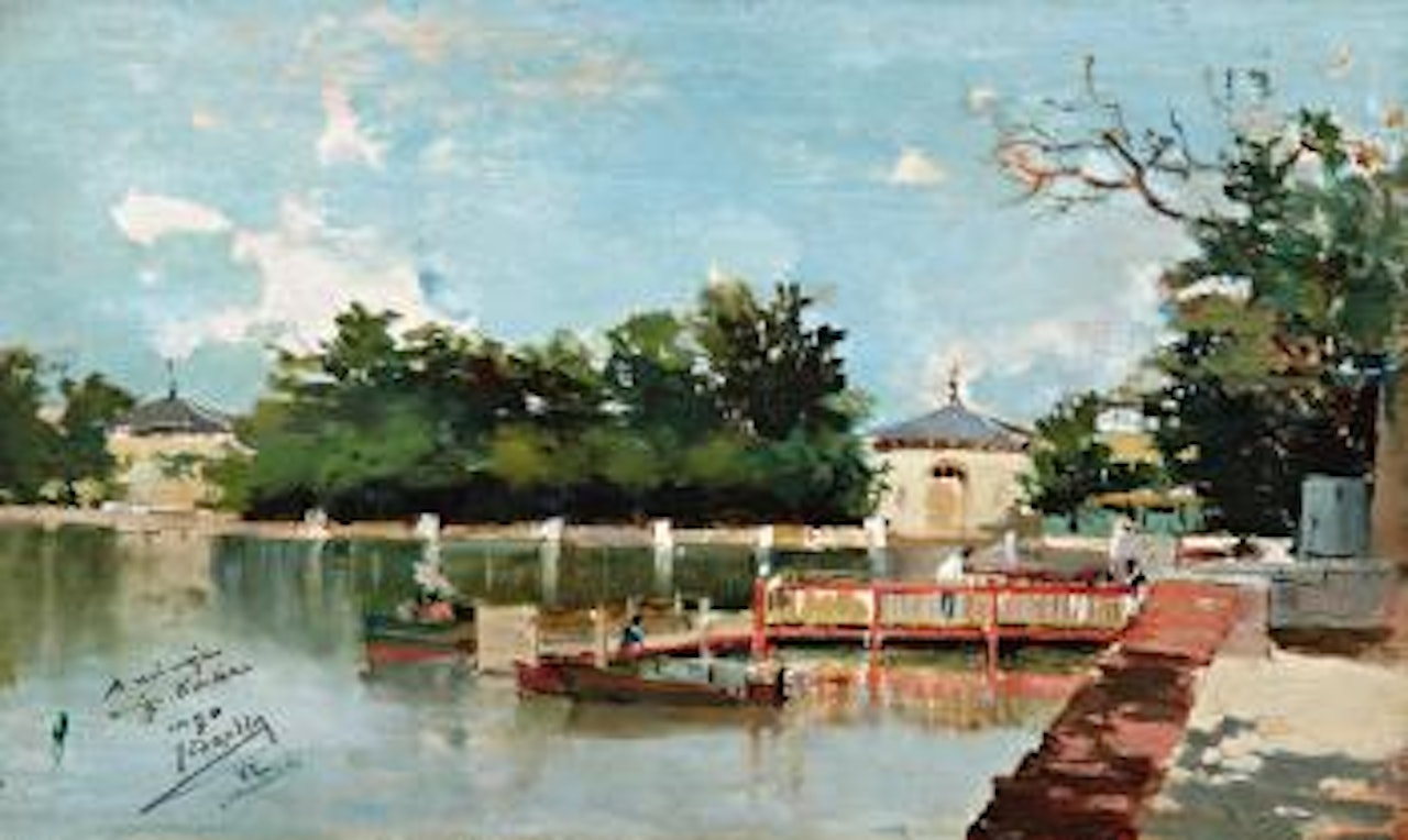 Vista Del Embarcadero Del Parque Del Retiro (View Of The Jetty In The Retiro Gardens, Madrid) by Joaquin Sorolla Y Bastida