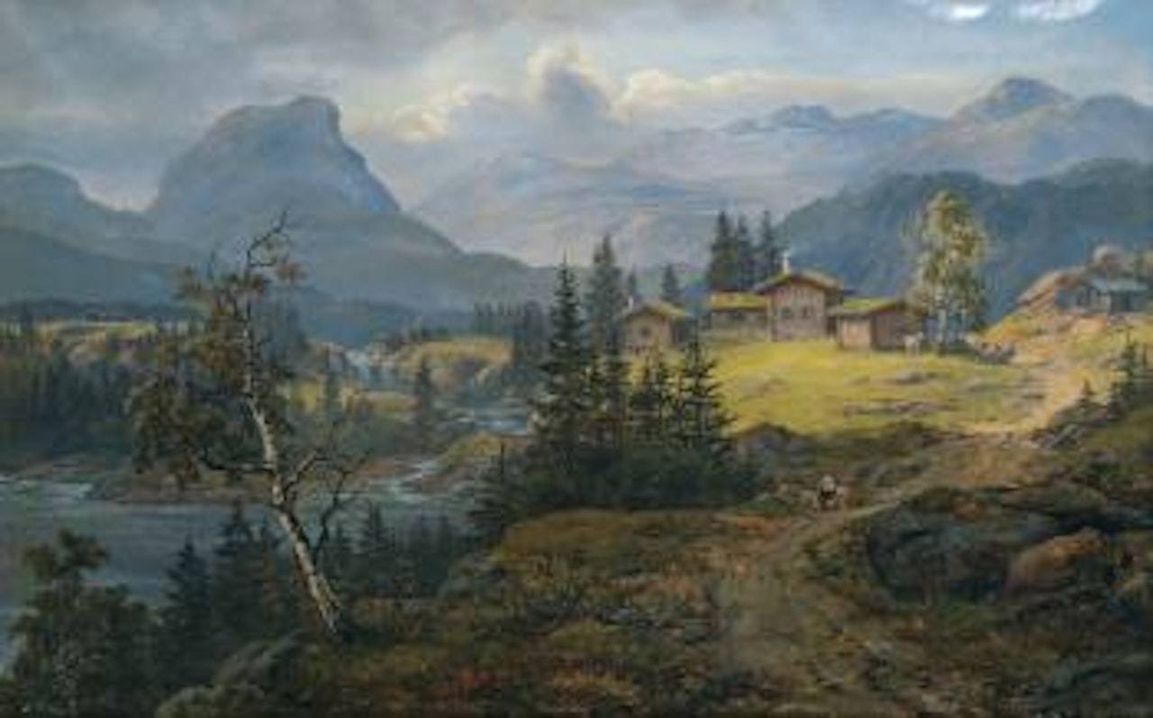 View Of Øylo Farm, Valdres by Johan Christian Clausen Dahl