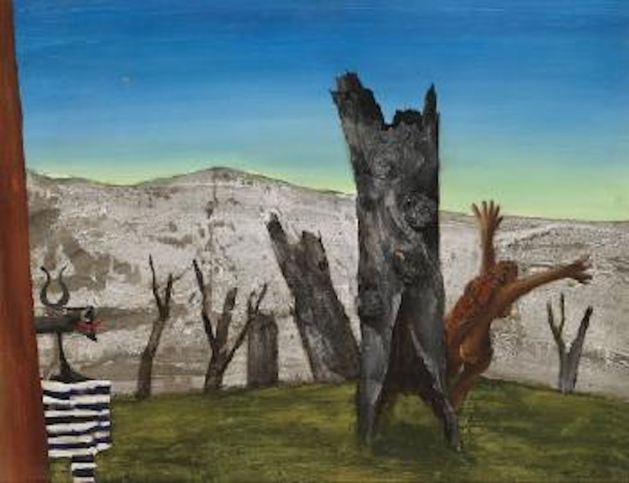 Girl frightened by Albert Tucker