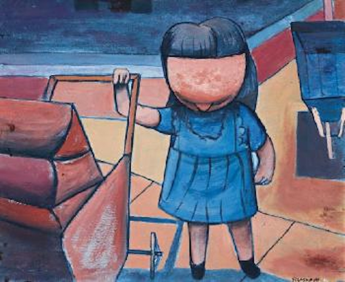 Child with a pram by Charles Blackman
