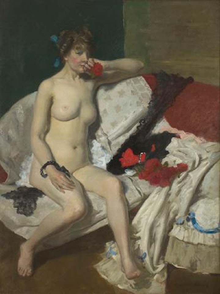 Woman with rose by Rupert Charles Wulsten Bunny