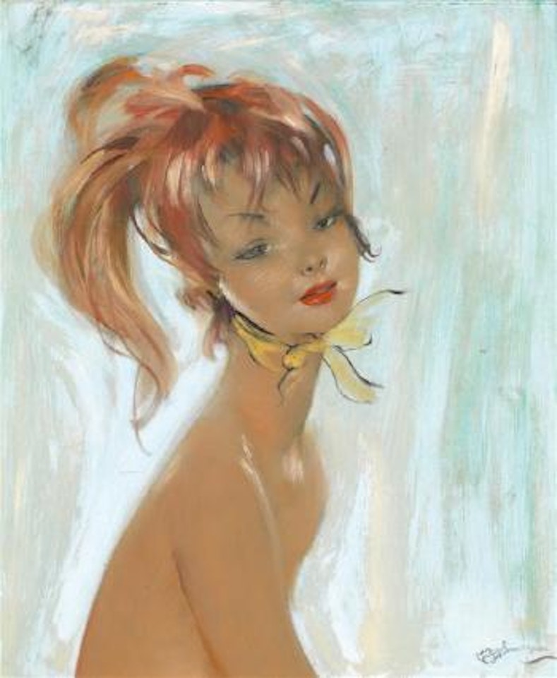 Elégante au foulard jaune by Jean Gabriel Domergue