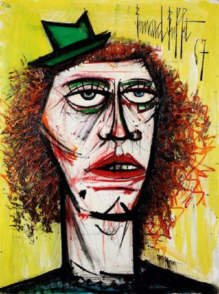 Tête de femme sur fond jaune by Bernard Buffet