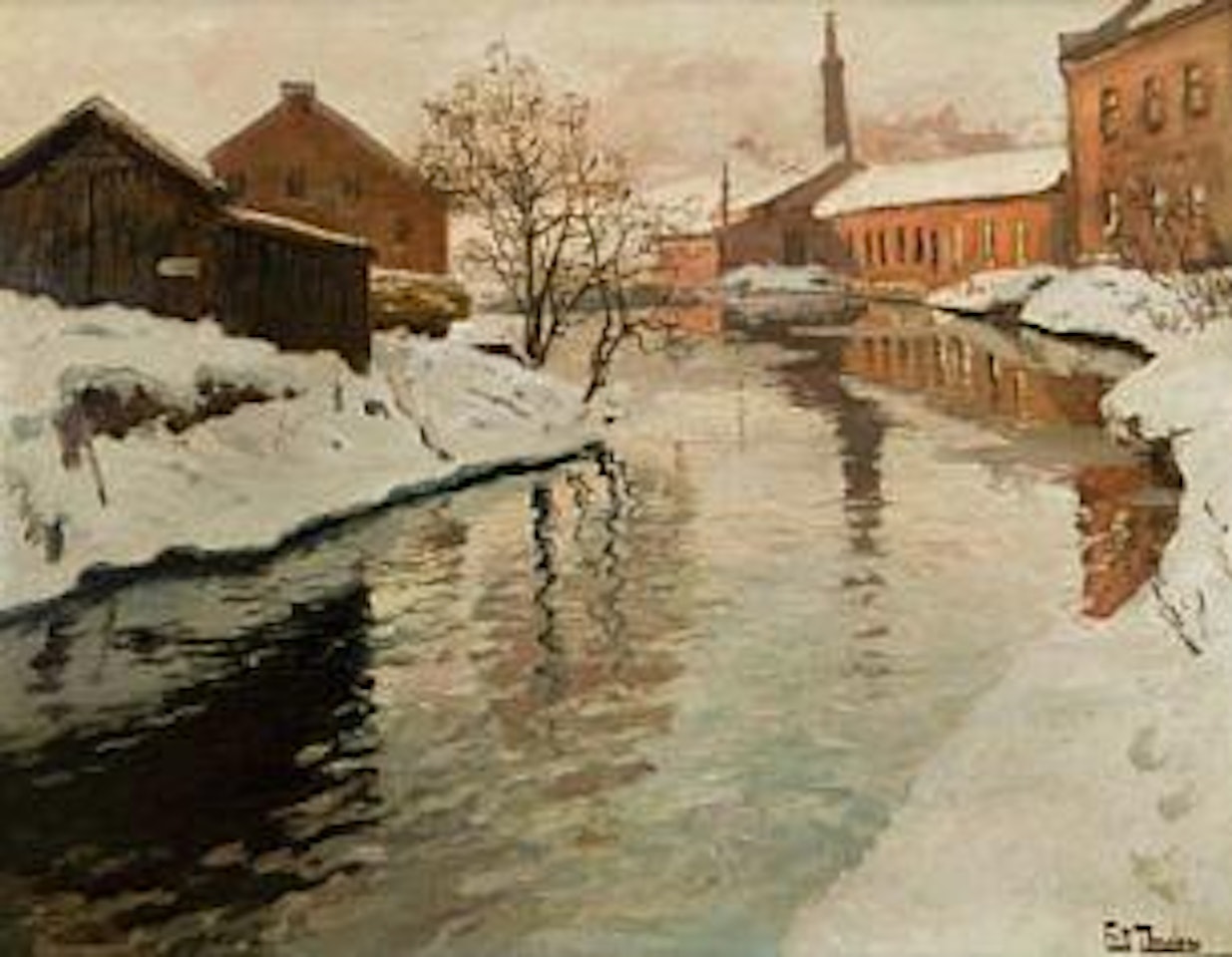 Vinter langs Akerselven by Fritz Thaulow