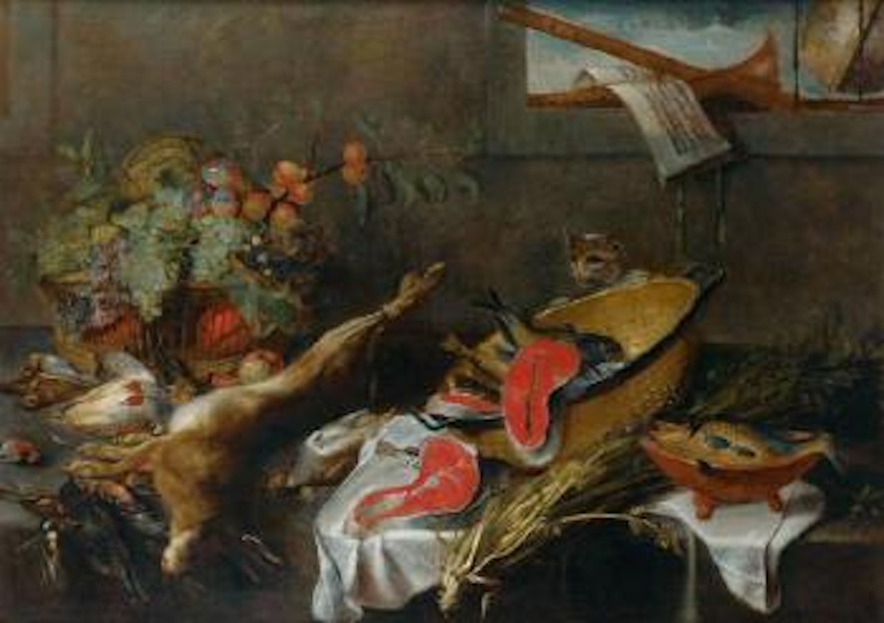 Nature morte au gibier, fruits et poissons by Frans Snyders