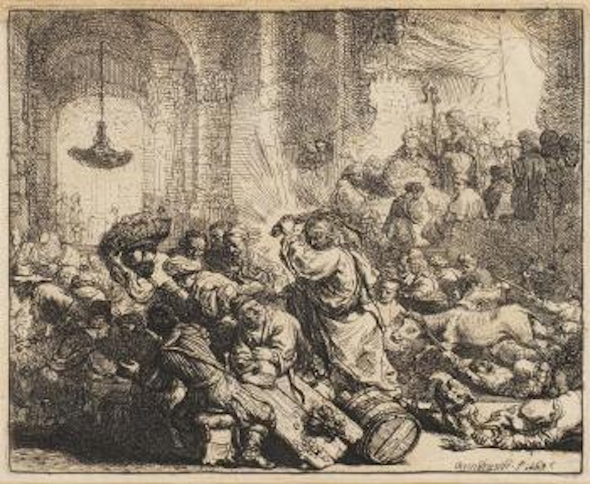 Christus vertreibt die Händler aus dem Tempel by Attributed to Rembrandt Harmensz van Rijn