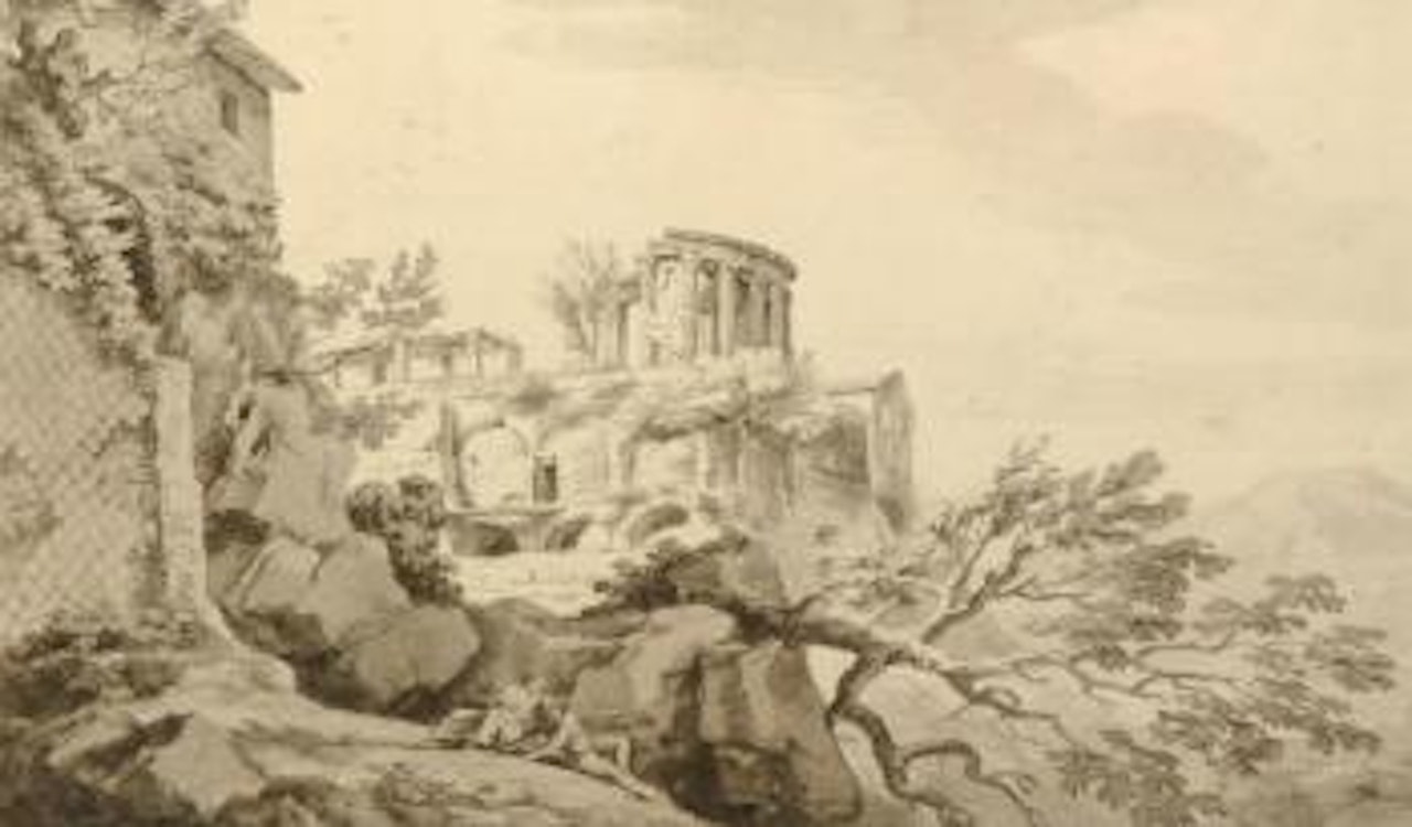 Vue du temple de la Sybille à Tivoli by Claude Joseph Vernet