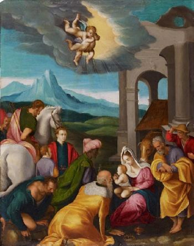 Anbetung der Könige Heilige Familie mit dem Johannesknaben by German School