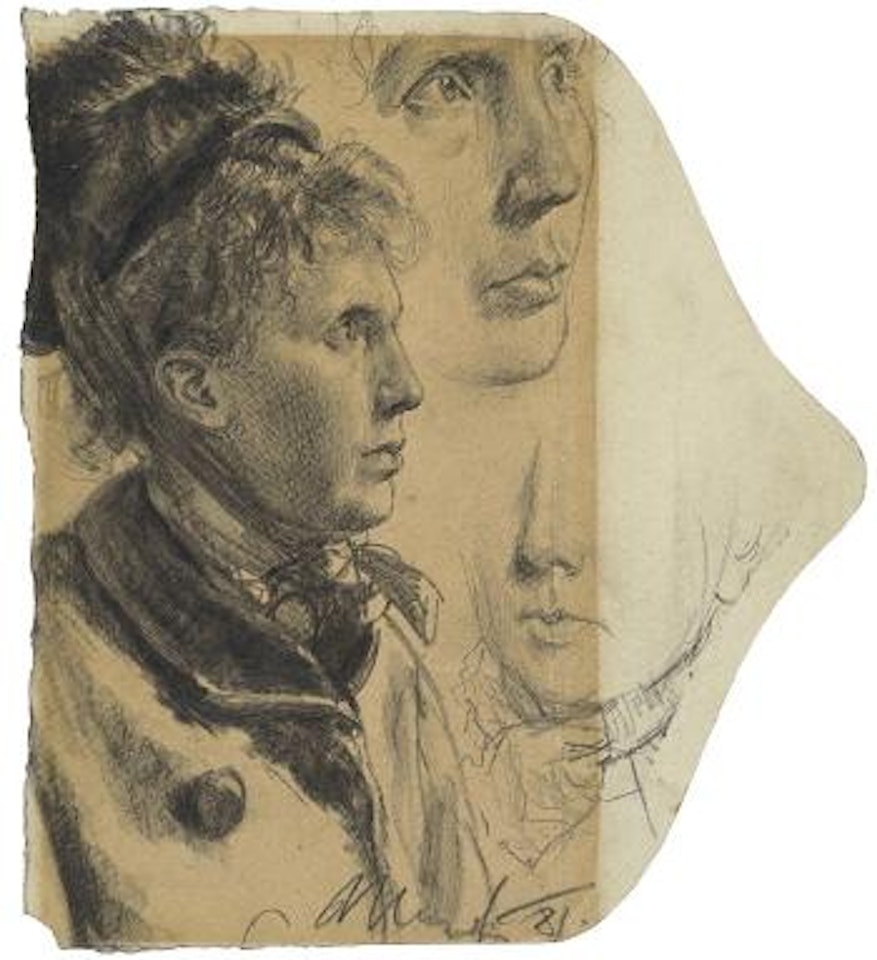 Kopfstudien einer dame by Adolph Menzel