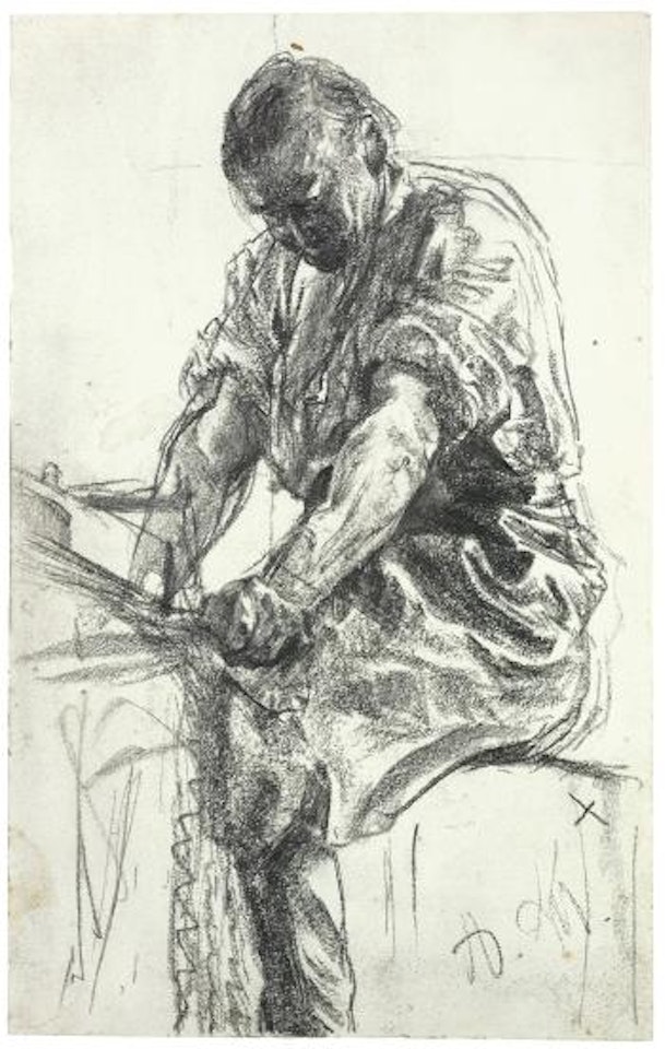 Mann am schleifstein by Adolph Menzel