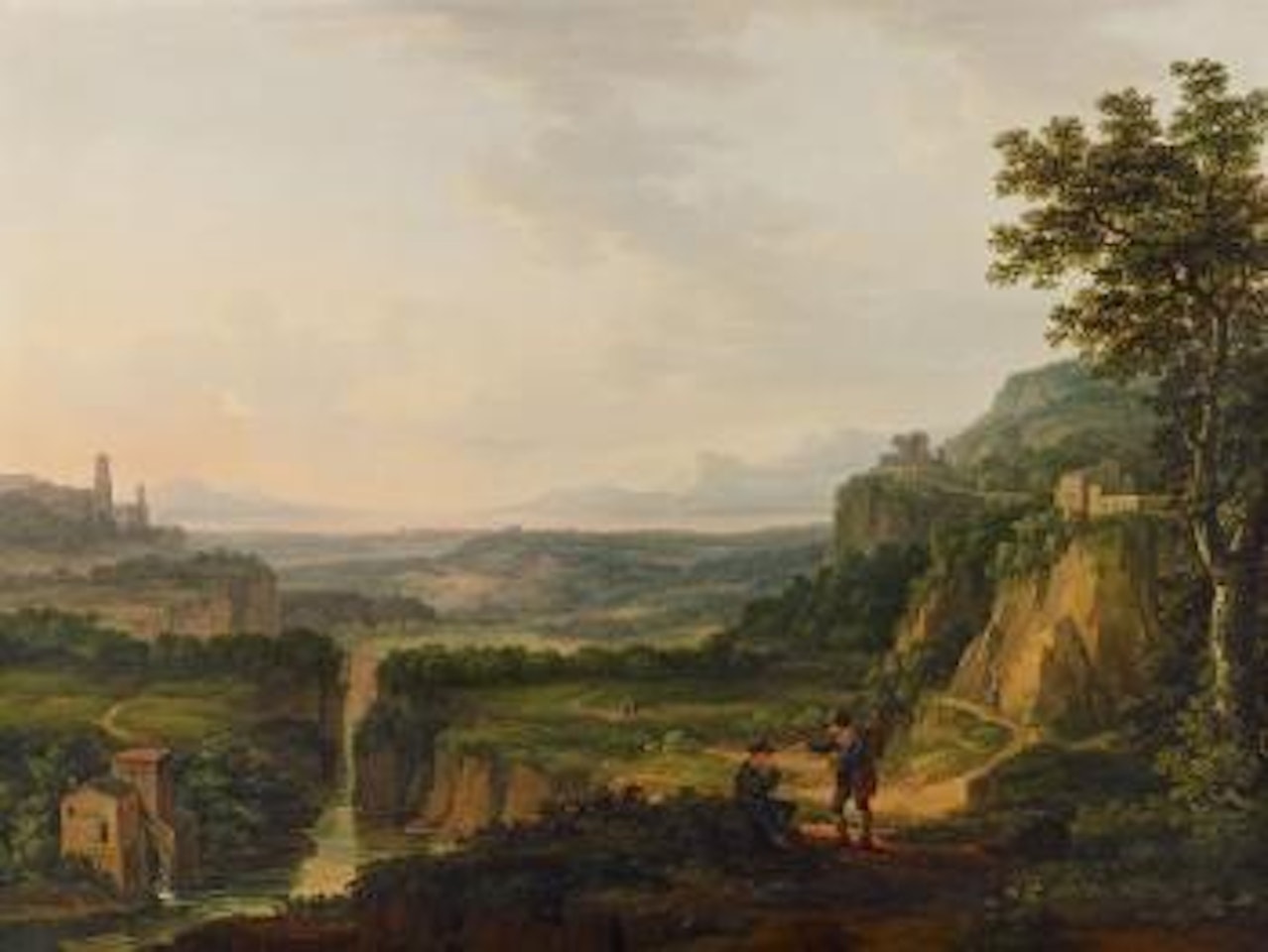 Weite italienischeLandschaft mit Rastenden by German School