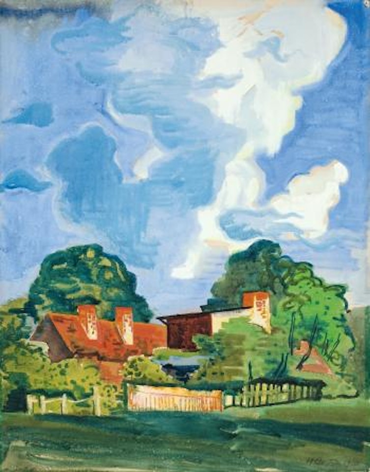 Bauernhof unter grosser wolke by Max Pechstein