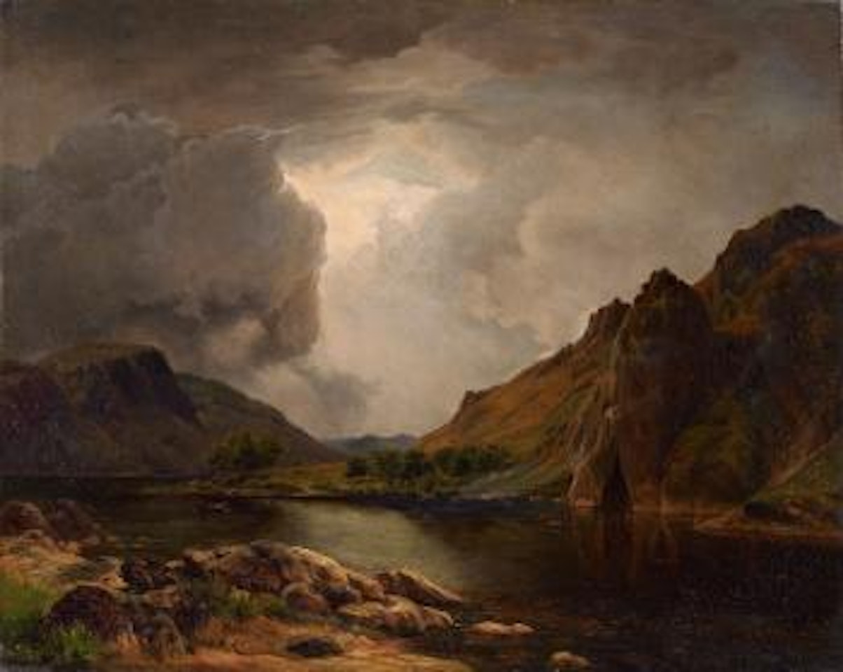 Berglandschaft mit See by German School
