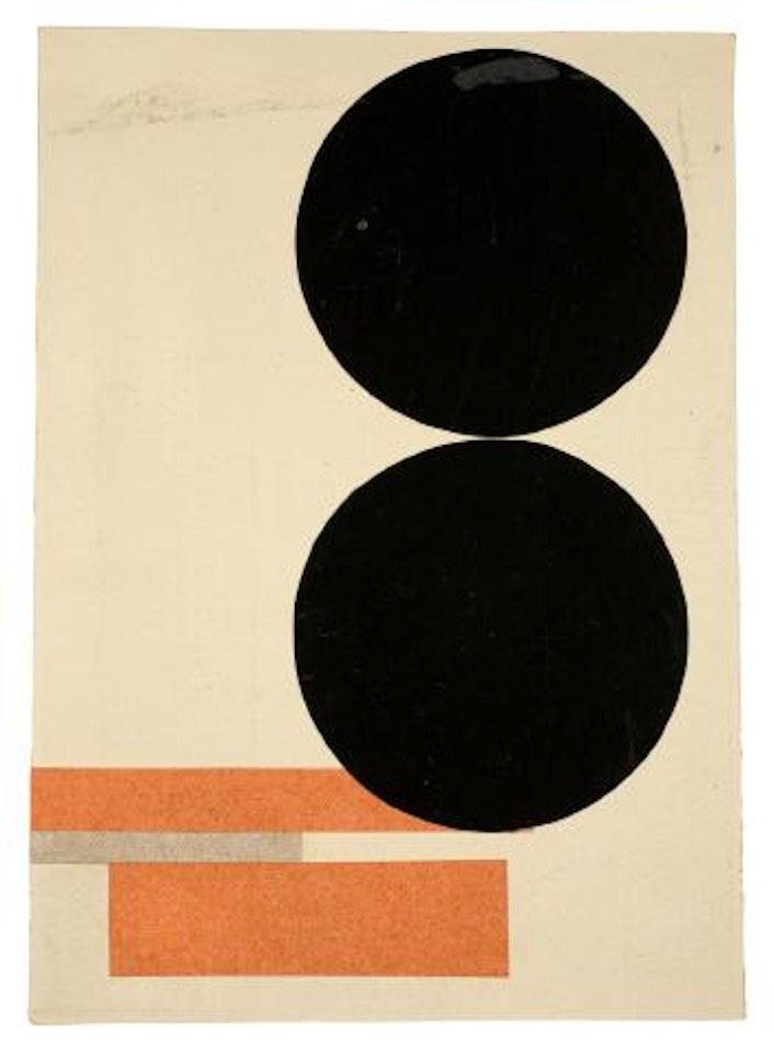 Komposition mit zwei schwarzen scheiben by Walter Dexel