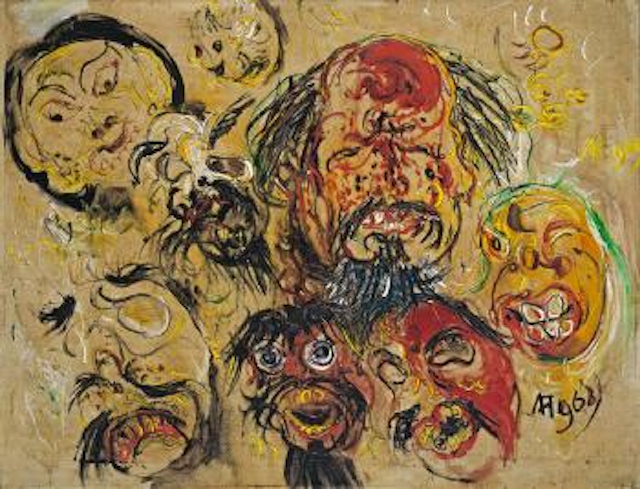 Selbstportrait mit Masken by Affandi