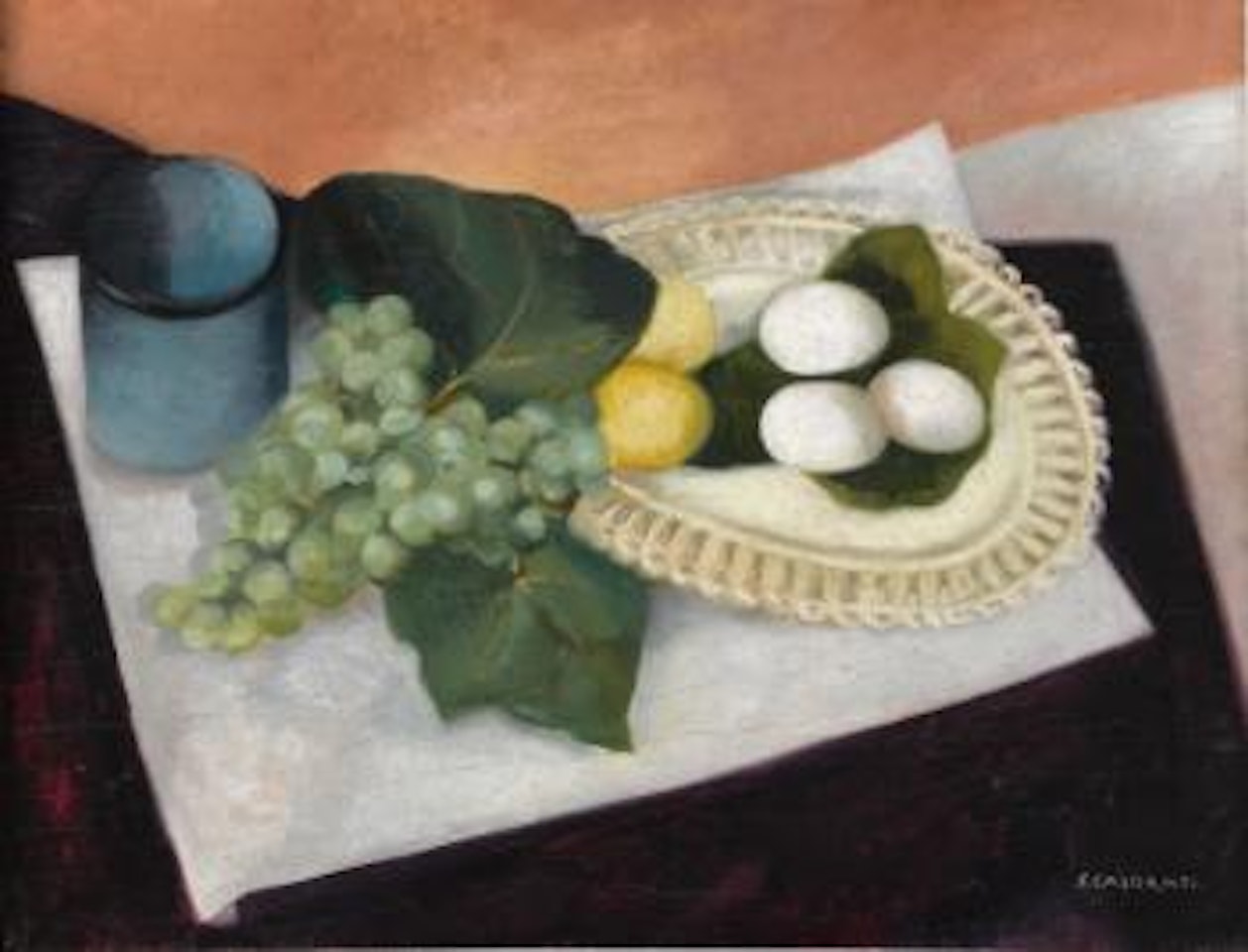 Natura Morta (Uva, Limoni e Uova) by Felice Casorati
