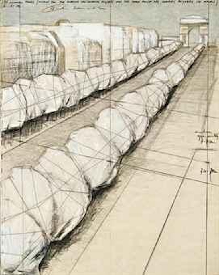 380 Wrapped Trees (project for the Avenue des Champs Elysées and The Rond Point des Champs Elysées in Paris) by Christo