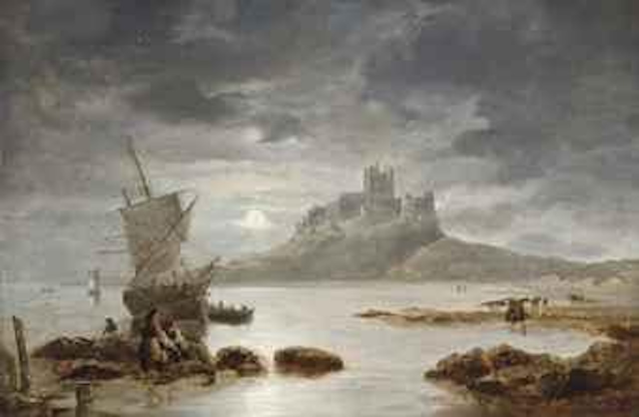Bamburgh Castle by moonlight by John Wilson Carmichael