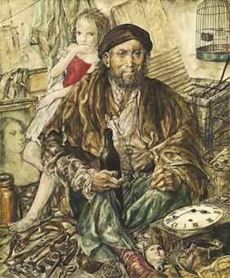 Le march/ae aux puces (Le clochard) by Leonard Tsuguharu Foujita