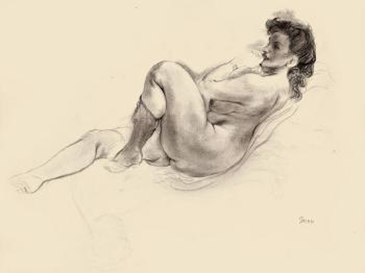 Liegender akt mit strümpfen by George Grosz