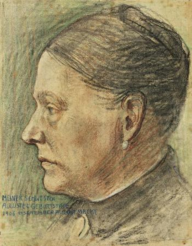 Bildnis Auguste Macke im profil nach links by August Macke
