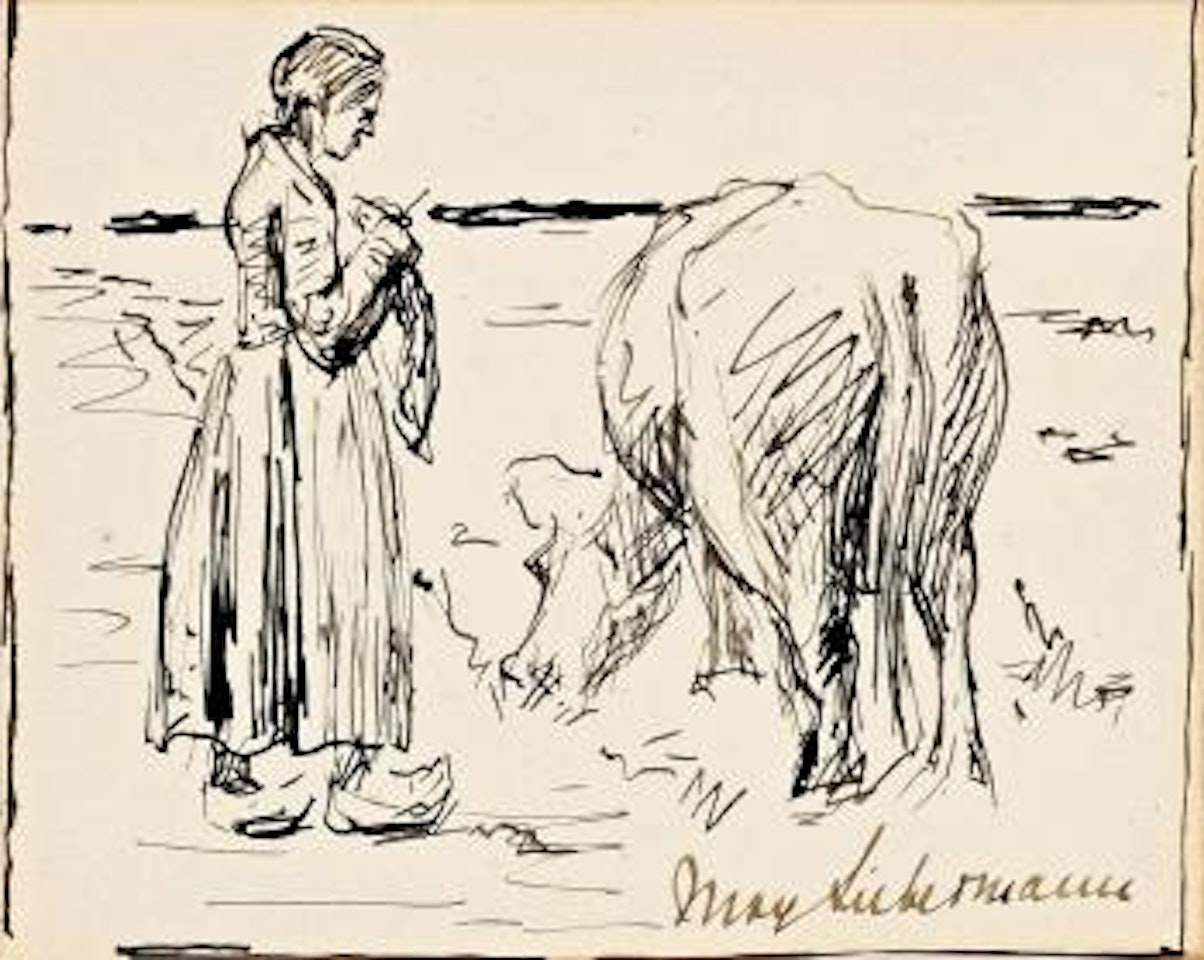Strickende kuhhirtin by Max Liebermann