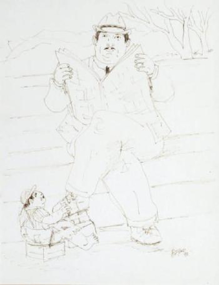Personnage lisant son journal et petit cireur de chaussures by Fernando Botero