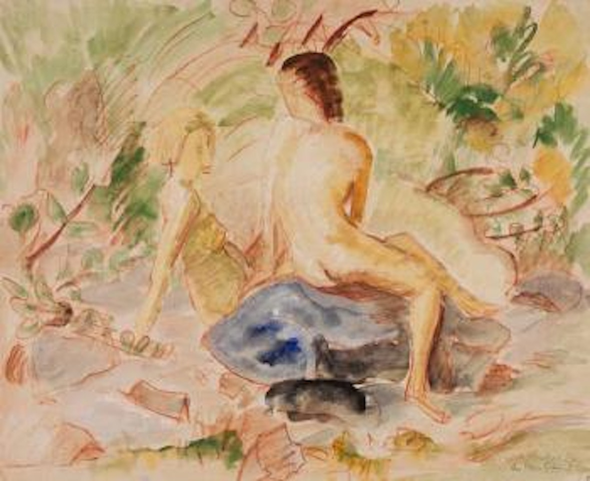 Am Stein Sitzende by Erich Heckel