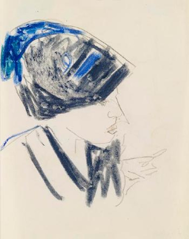 Dodo mit blauem Hut by Ernst Ludwig Kirchner