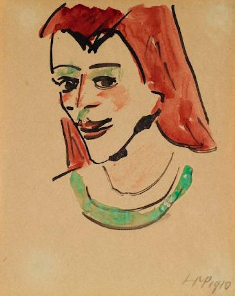Mädchenkopf mit rotem Haar by Max Pechstein