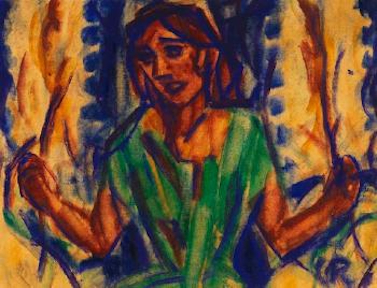 Junge Frau im grünen Kleid by Christian Rohlfs
