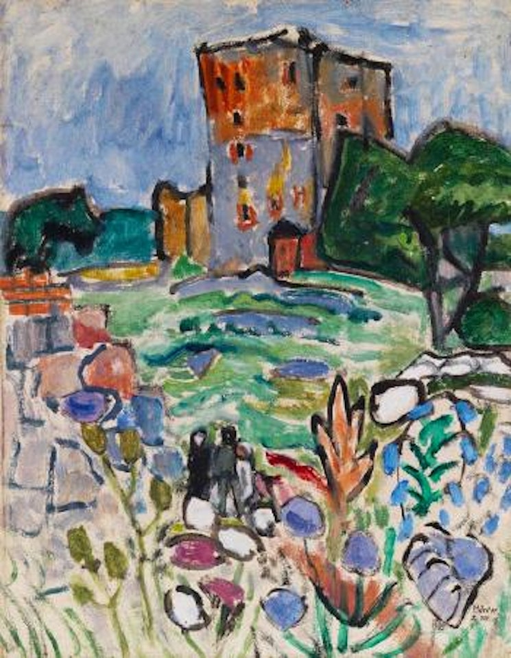 Landschaft mit Turm by Gabriele Münter
