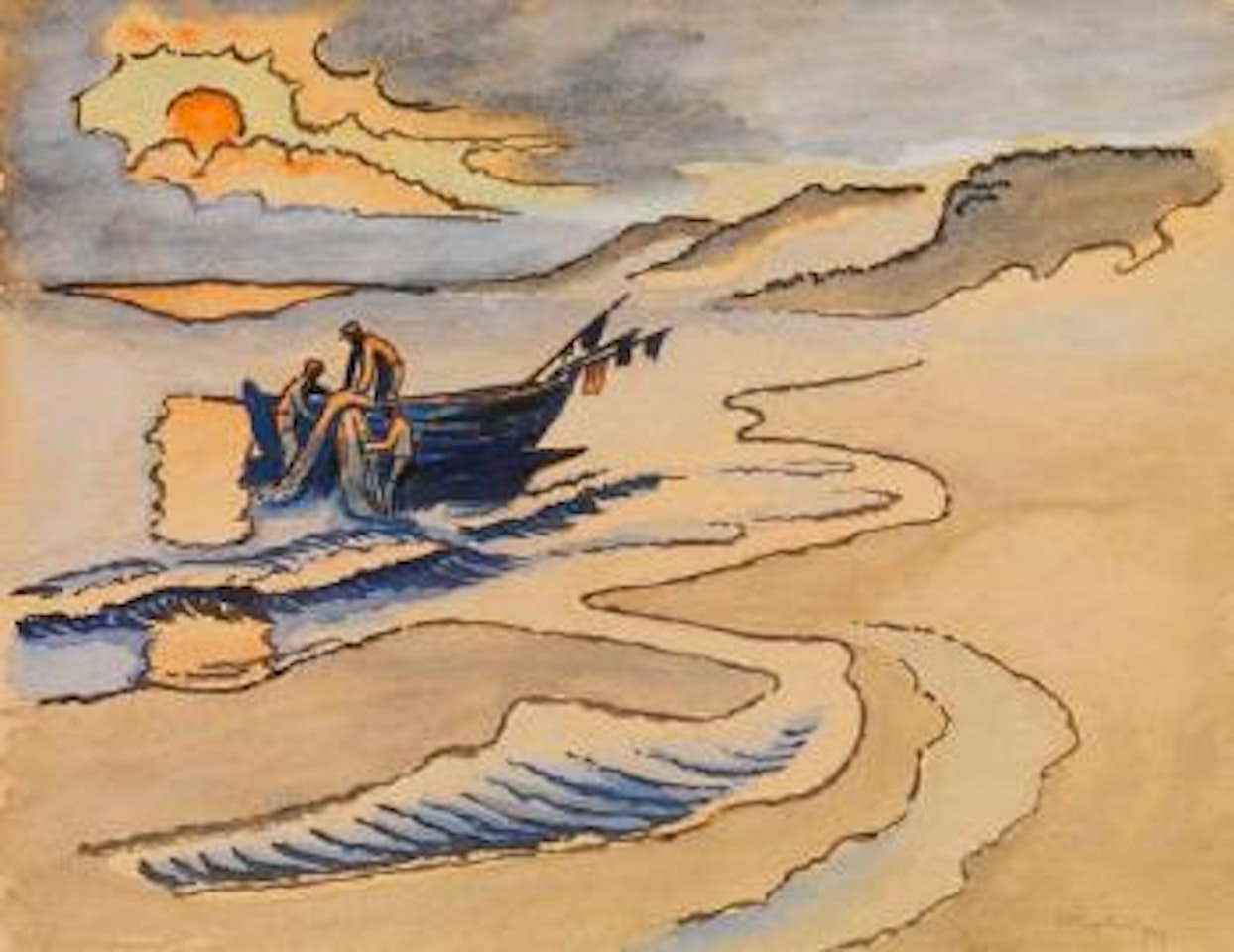 Morgennebel am Ostseestrand by Max Pechstein
