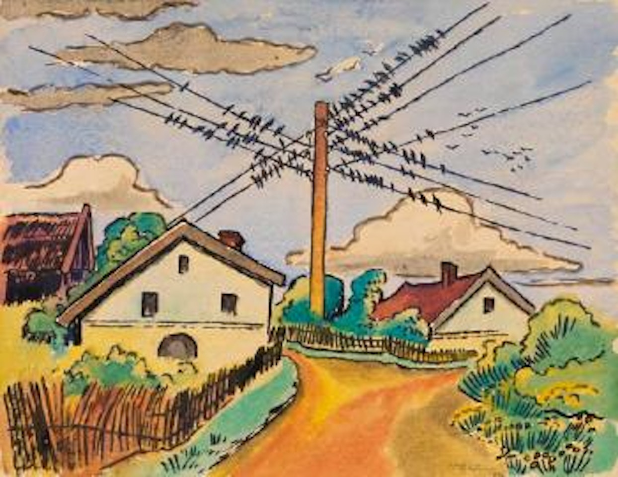 Die Schwalben sammeln sich (Ückeritz i. Pommern) by Max Pechstein