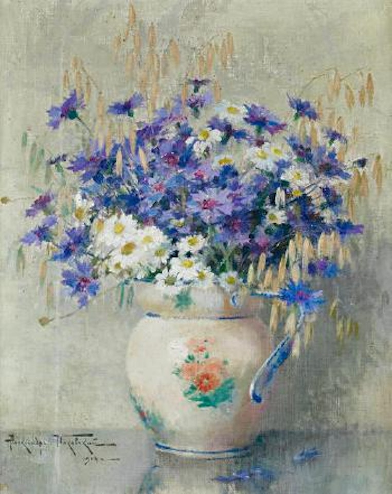 Still life with flowers in a vase by Alexander W. Makowski
