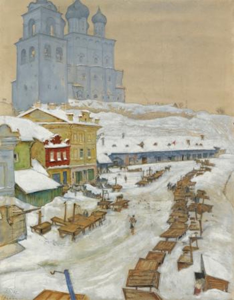 Pskov. The Fish Market by Mstislav Valerianovich Dobuzhinsky