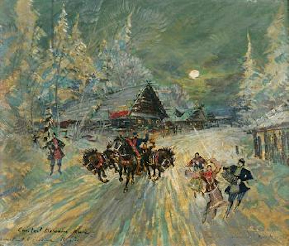 A winter sledge ride by Konstantin Alekseevich Korovin