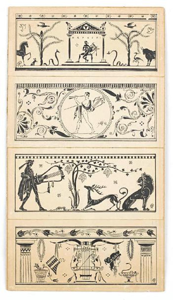 Four black figure vignettes for a production of Orpheus by Mstislav Valerianovich Dobuzhinsky