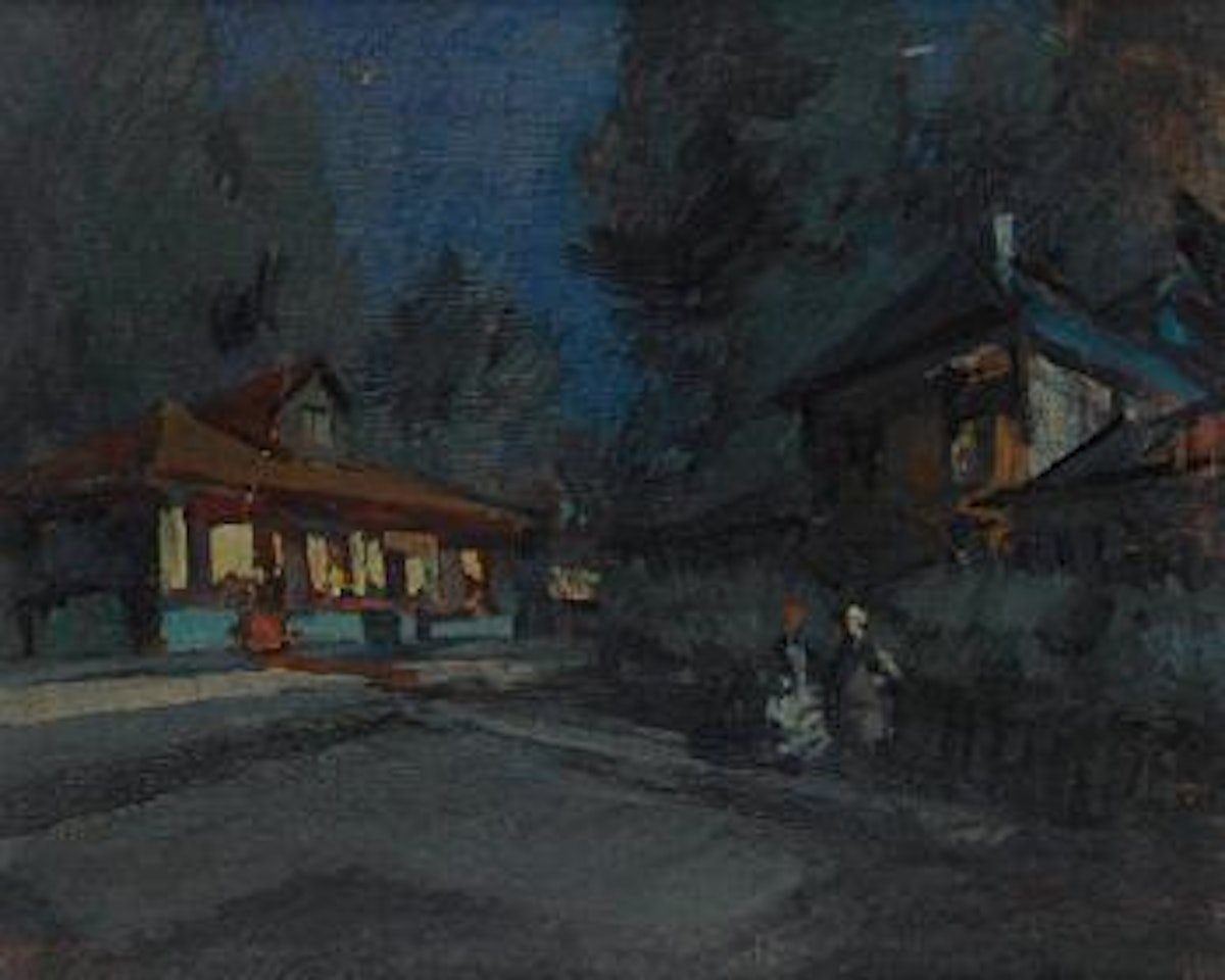 Dusk in the village by Konstantin Alekseevich Korovin